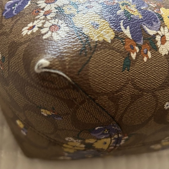 Coach Reversible City Tote Signature Canvas Khaki Multi Floral Print Bag - Picture 14 of 16
